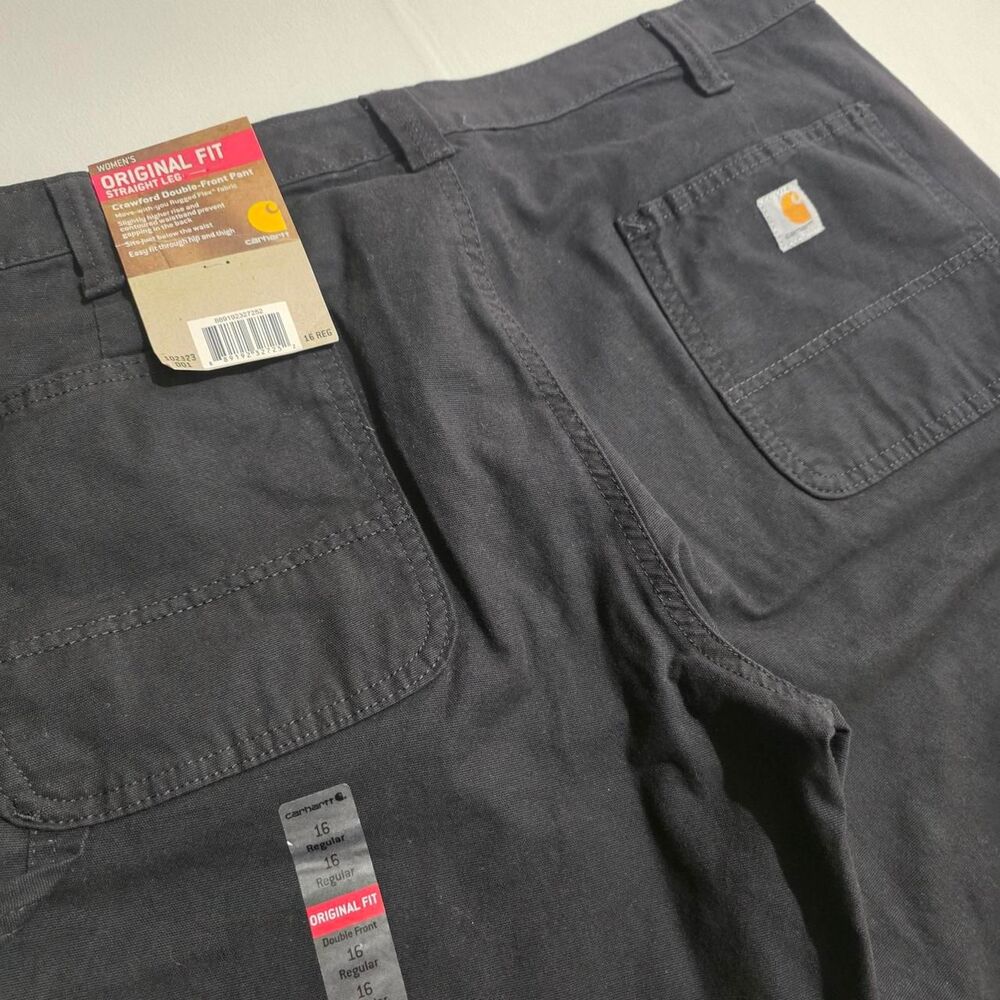 NWT Carhartt Women's Crawford Double-Front Pants Black Size 16R Original Fit